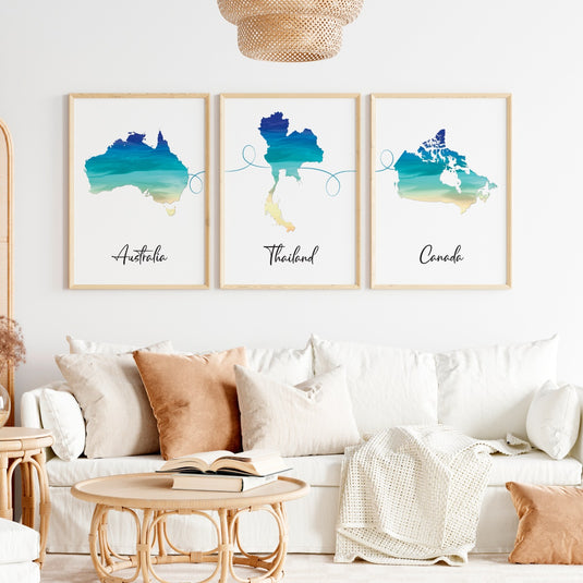 Set of 3 Personalised Location Prints