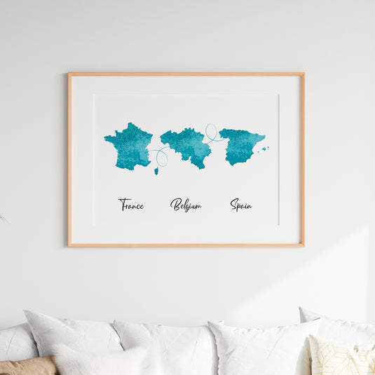 Personalised 3 Location Print