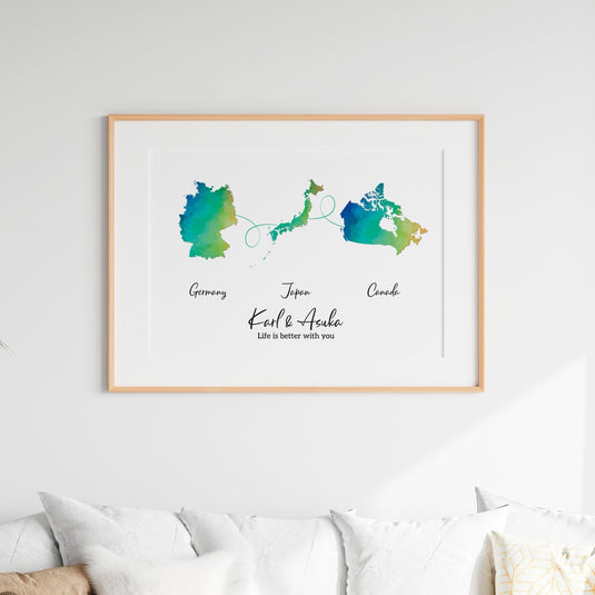 Personalised 3 Location Print