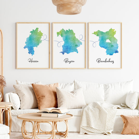 Set of 3 Personalised Location Prints