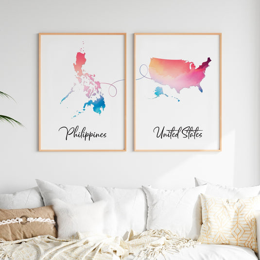 Set of 2 Personalised Location Prints