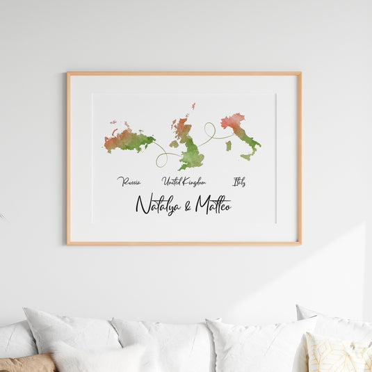 Personalised 3 Location Print